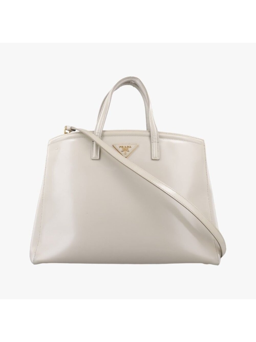 Prada Parabola Tote Bag White Patent 14 VI